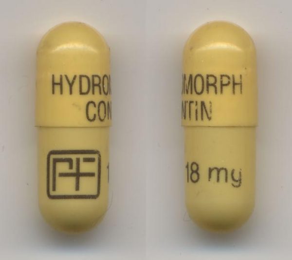 Hydromorph Contin 18 mg capsules front and back view Canada