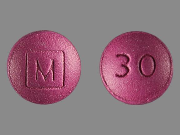 Morphine 30 mg tablets Canada front and back view showing tablet imprint and dosage strength