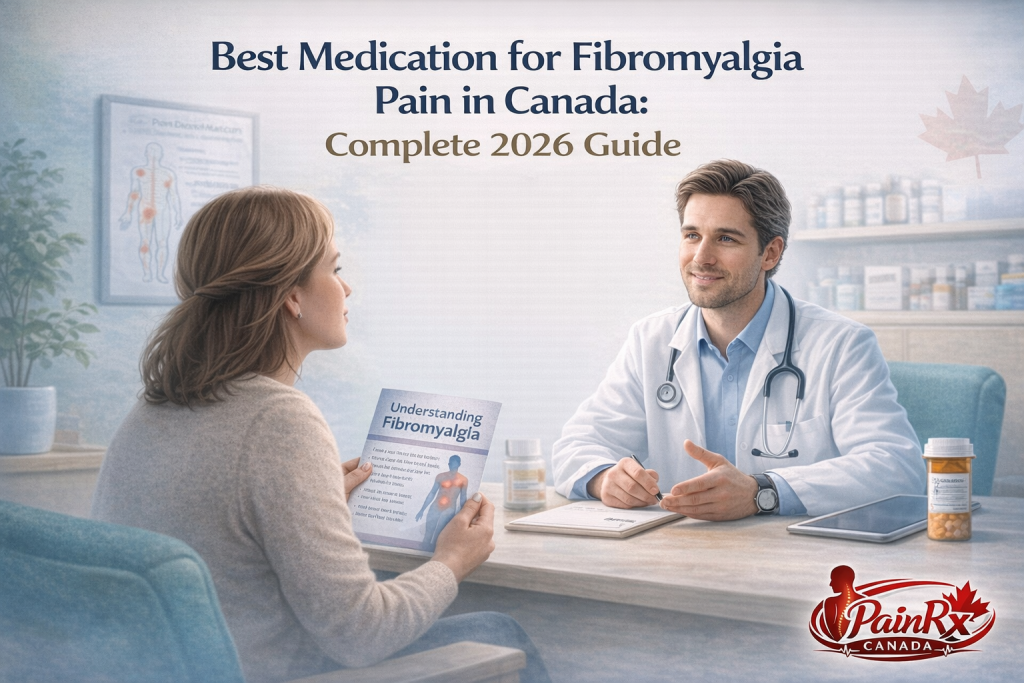 A person with fibromyalgia consulting with a healthcare provider about the best medication for fibromyalgia pain in Canada options.